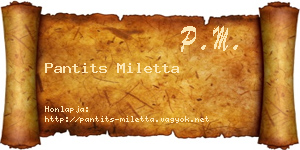 Pantits Miletta névjegykártya